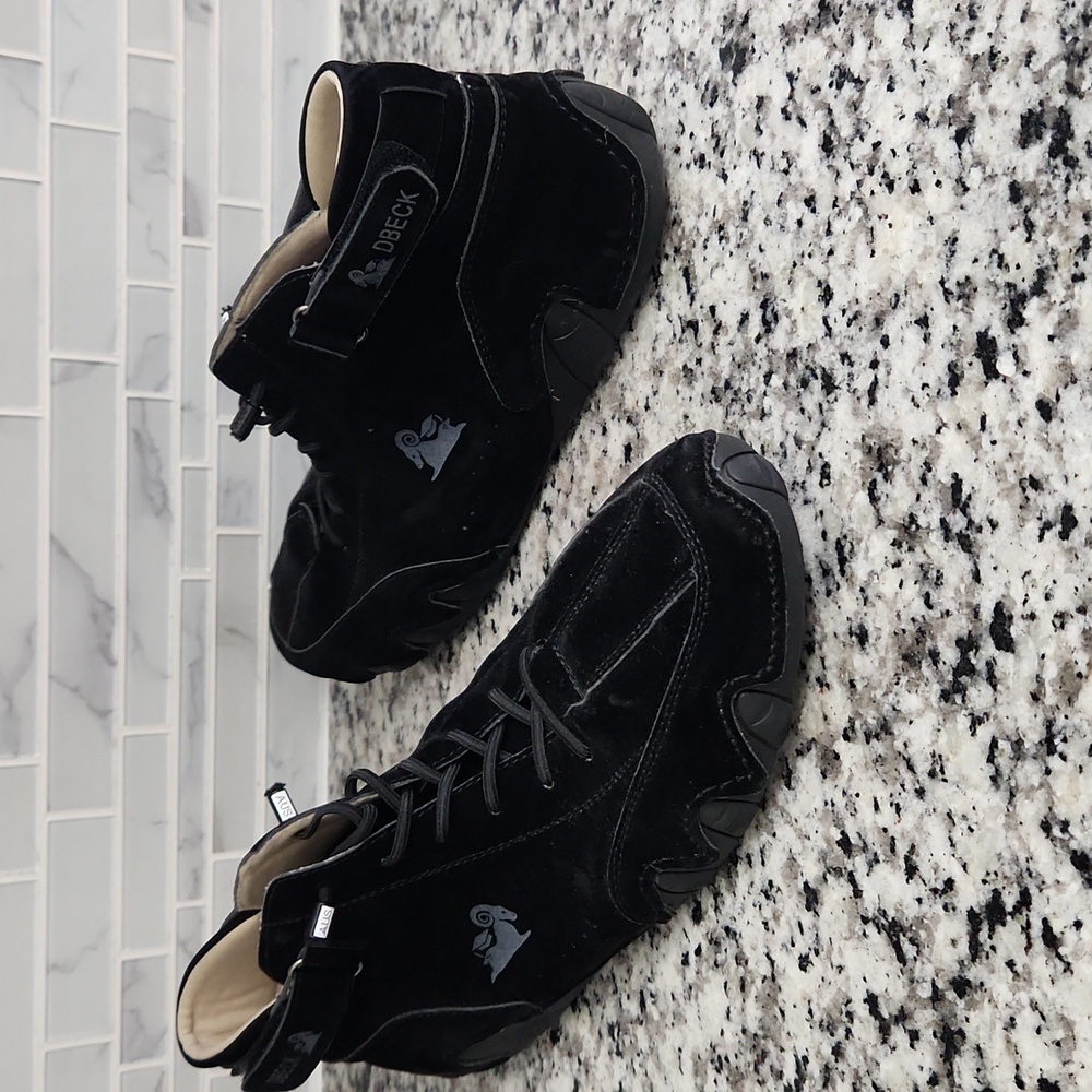 Solid Black Dbeck Outdoors Suede Hiking Shoes sz 46 velvet boots US 12